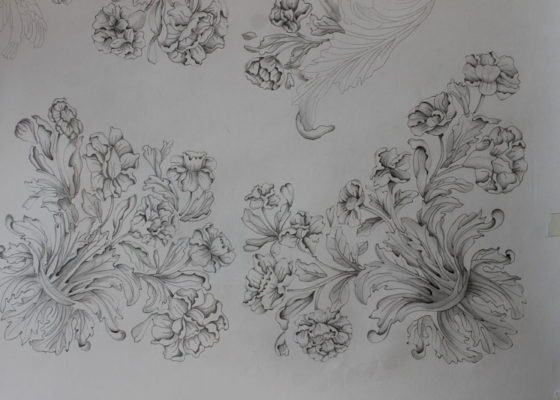 Réalisation d’un dessin pour plateau de commode Louis XIV Réalisation d’un dessin pour plateau de commode Louis XIV