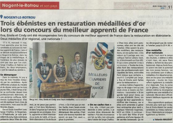 À 21 ans, Cindy notre apprentie ébéniste décroche la médaille d’or nationale ! À 21 ans, Cindy notre apprentie ébéniste décroche la médaille d’or nationale !